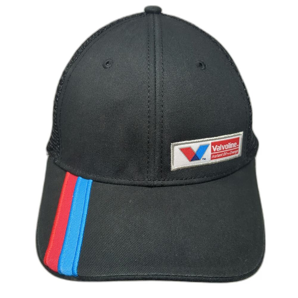 tsmgi Trucker Hat Black Red Blue One Size Valvoline Mesh Snapback Racing Stripes